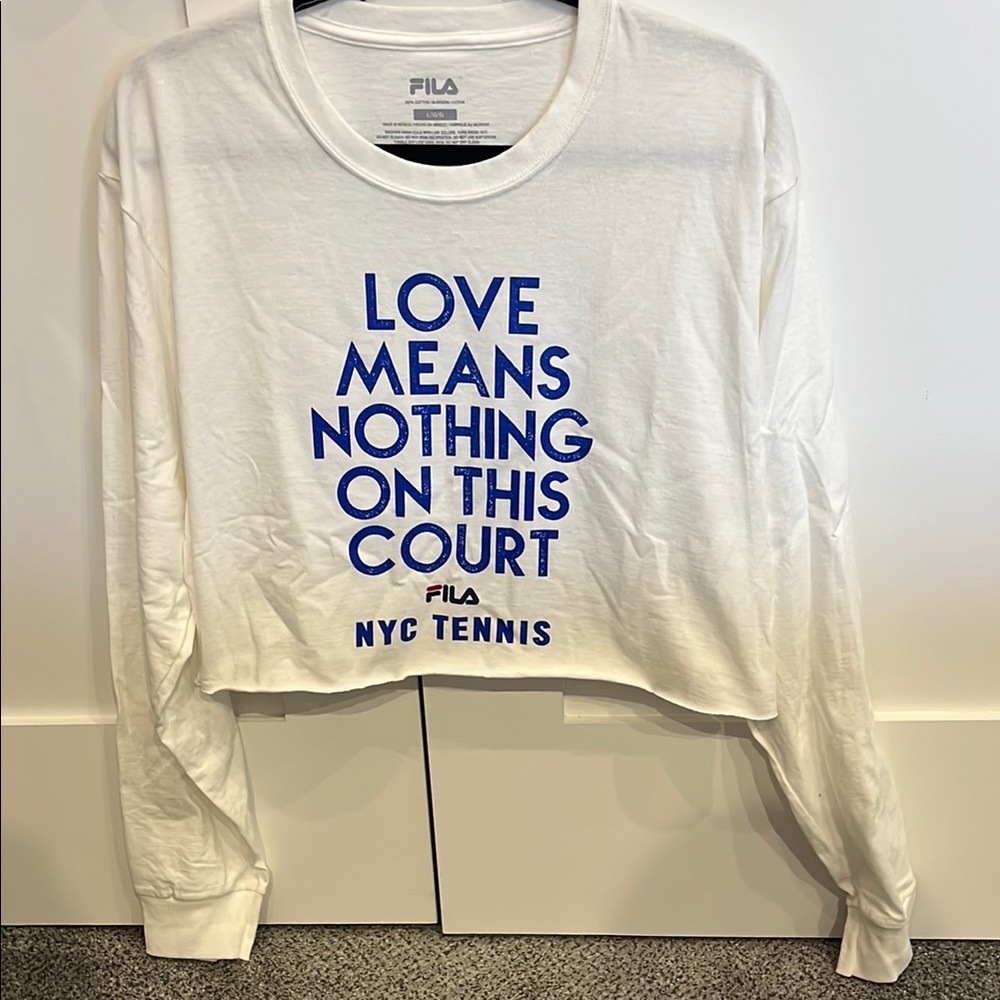 Fila White Long Sleeve with Blue NYC Tennis Graphic